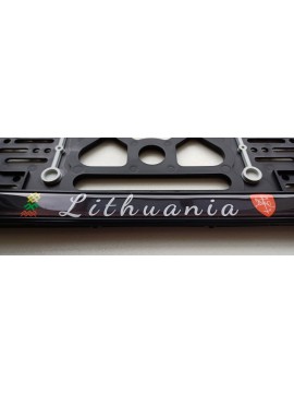 License plate frame with rubber gaskets and polymer sticker Lithuania R22